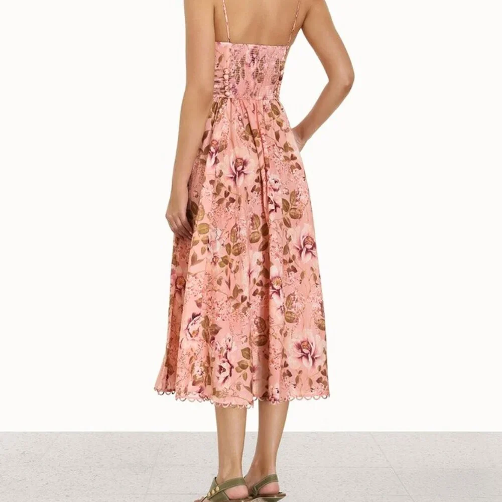 Zimmermann Rosa Linen Midi Dress - Size 0P (Exellent Condition / Worn Once) - Picture 4 of 6